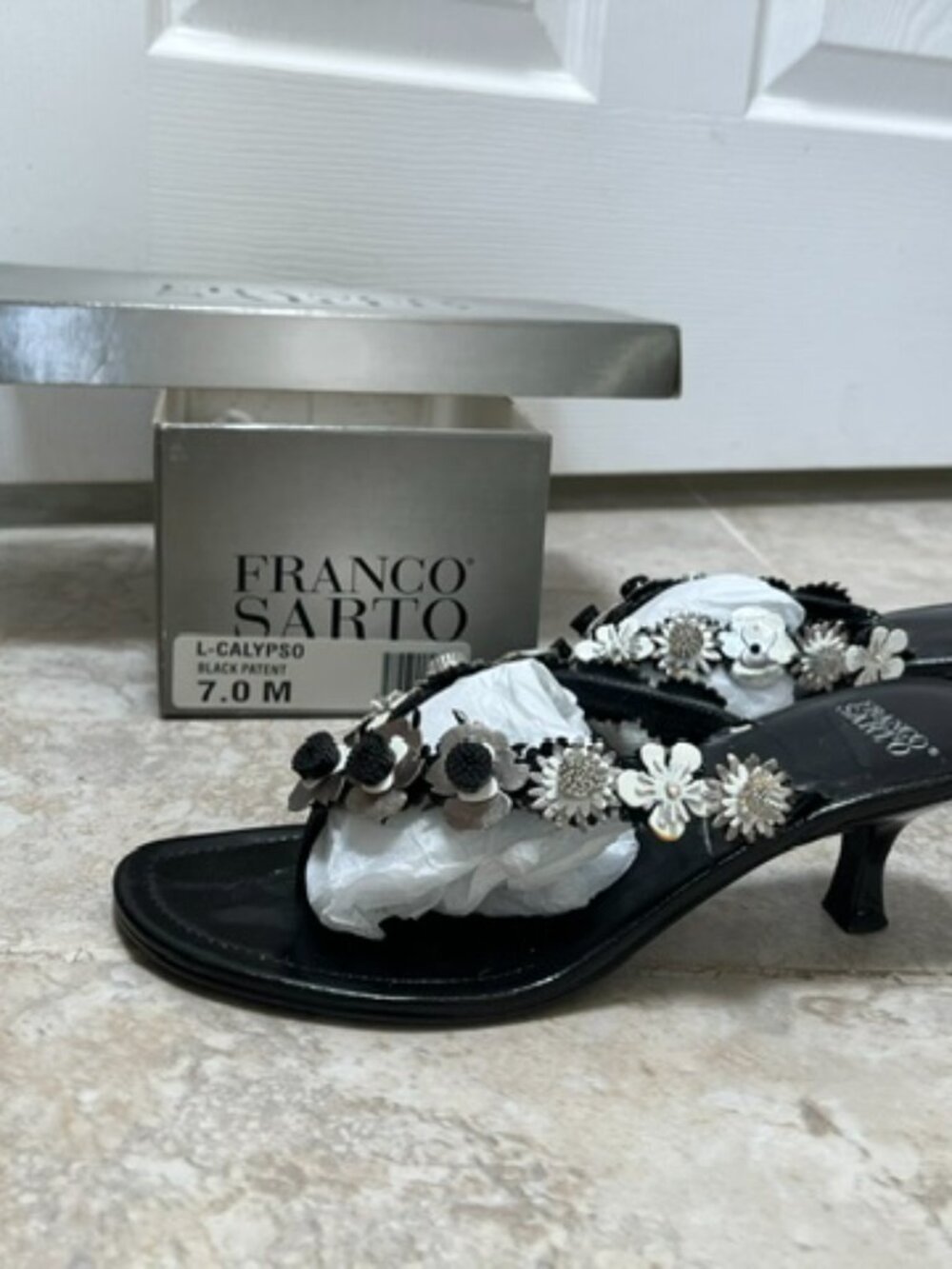 Franco Sarto Calypso Sandal Black Patent Size 7 - Picture 2 of 6